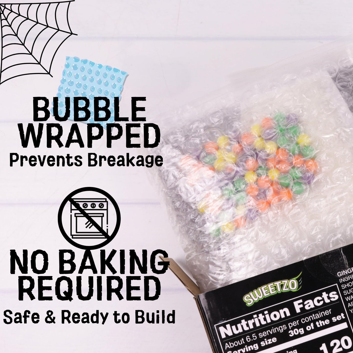 Small Halloween Gingerbread House Kit, DIY Cookie Decorating Activity, Supplies Included, 6.88 Ounces