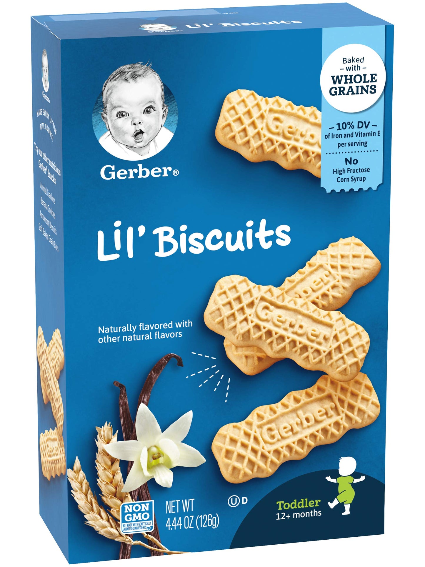Gerber Lil Biscuits, Baked With Whole Grains, Non-Gmo & No High Fructose Corn Syrup, Made For Toddlers, 4.44 Oz Box (Pack Of 5 Boxes)