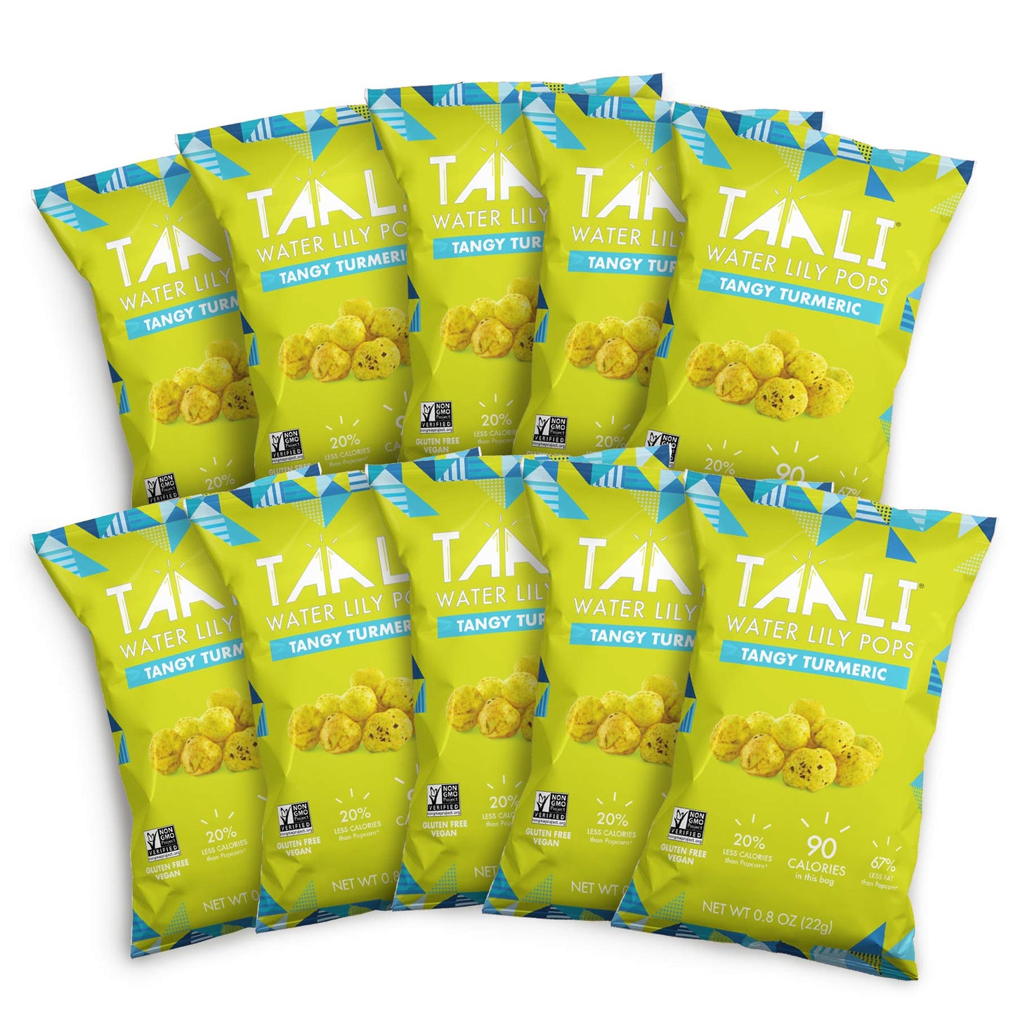 Taali Tangy Turmeric Water Lily Pops (10-Pack) - Roasted Fox Nuts Makhana Snack | Crunchy Indian Healthy Snacks | Protein-rich, 