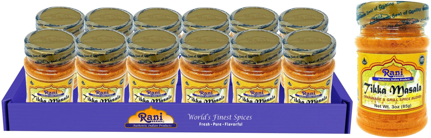 Rani Tikka Masala Indian 7-Spice Blend 3oz (85g) PET Jar, Pack of 12 ~ All Natural | Salt-Free | Vegan | No Colors | Gluten Frie