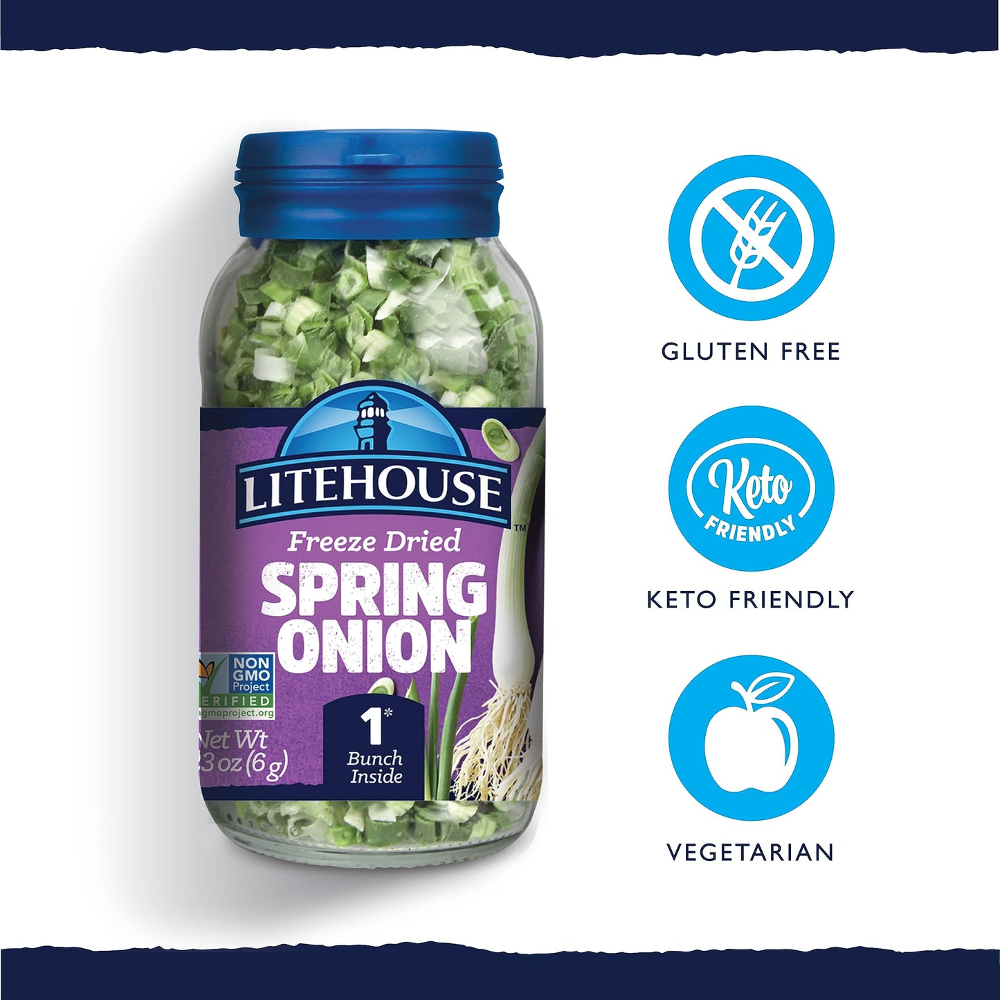 Litehouse Freeze Dried Spring Onion, Organic, Non-GMO, Gluten-Free, 0.23 Ounce (Pack of 6)