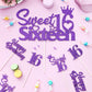 Joymemo 25 Pack 16Th Birthday Cake Decorations Purple, Sweet 16 Sixteen Cake Topper, Happy Birthday Sweet 16 Cupcake Toppers For