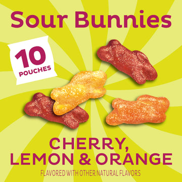 Annie'S Sour Bunnies Fruit Flavored Snacks, Cherry, Lemon & Orange Flavors, Made With Organic Fruit Juice, 7 Oz