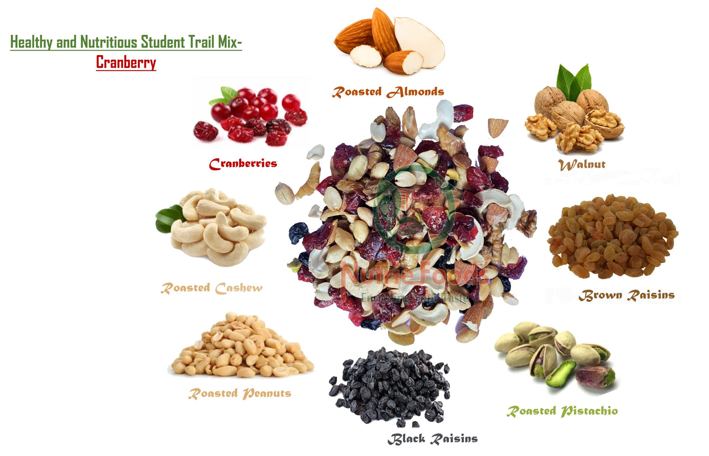Nutriefoods Nutritious Mind Booster Roasted Snack Trail Mix | Blend Of Dried Fruits & Nuts | In Reusable Plastic Glass (With Dri