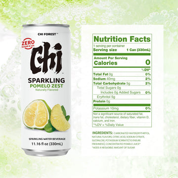 CHI FOREST Pomelo Sparkling Water Beverage  Zero Sugar Drinks  Zero Artificial Flavor  11.16 fl oz Cans (Pack of 24)