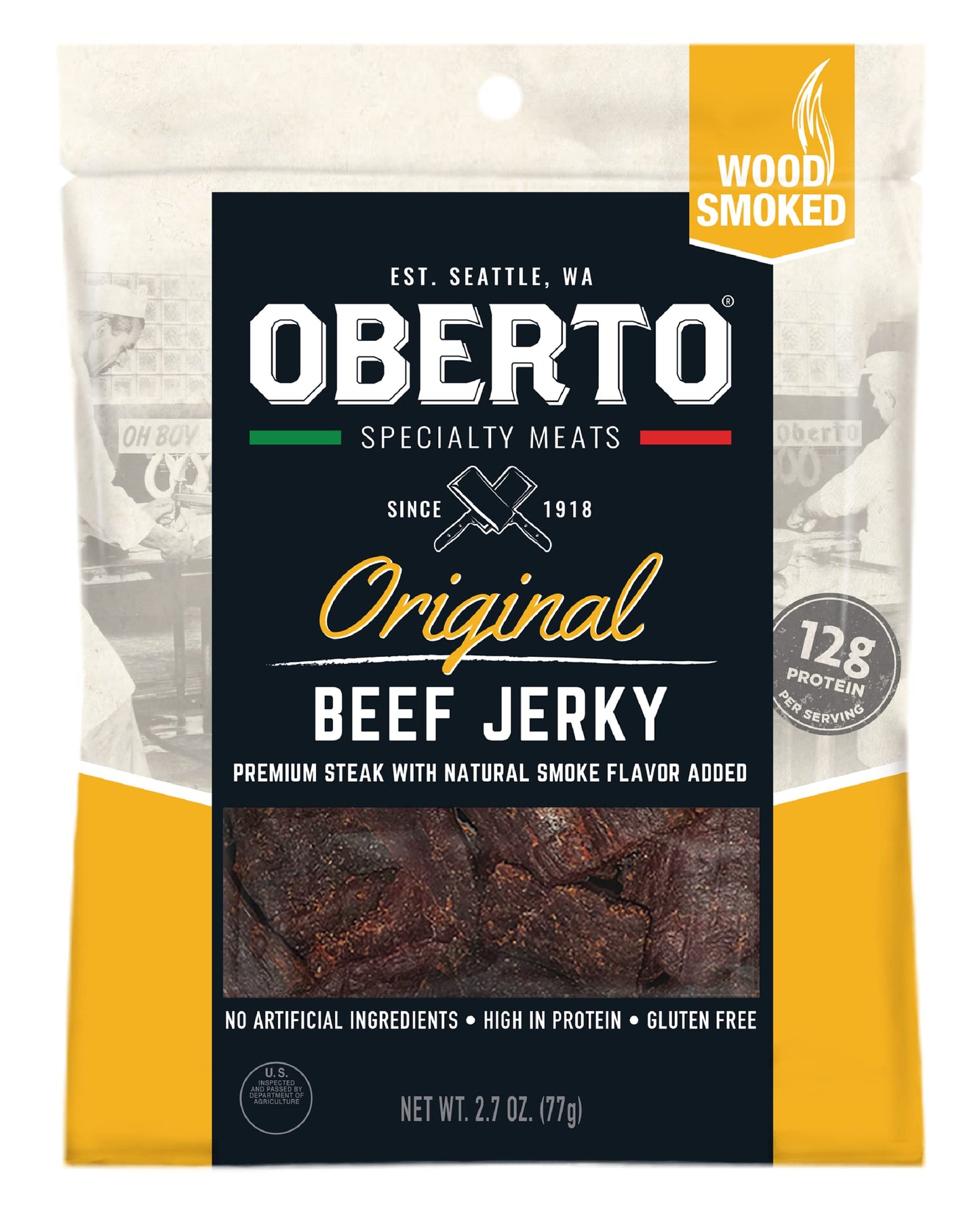 Oberto Original Beef Jerky, 2.7 Ounce (Pack of 8) - Premium Quality, High Protein Snack, Perfect for On-the-Go Fuel