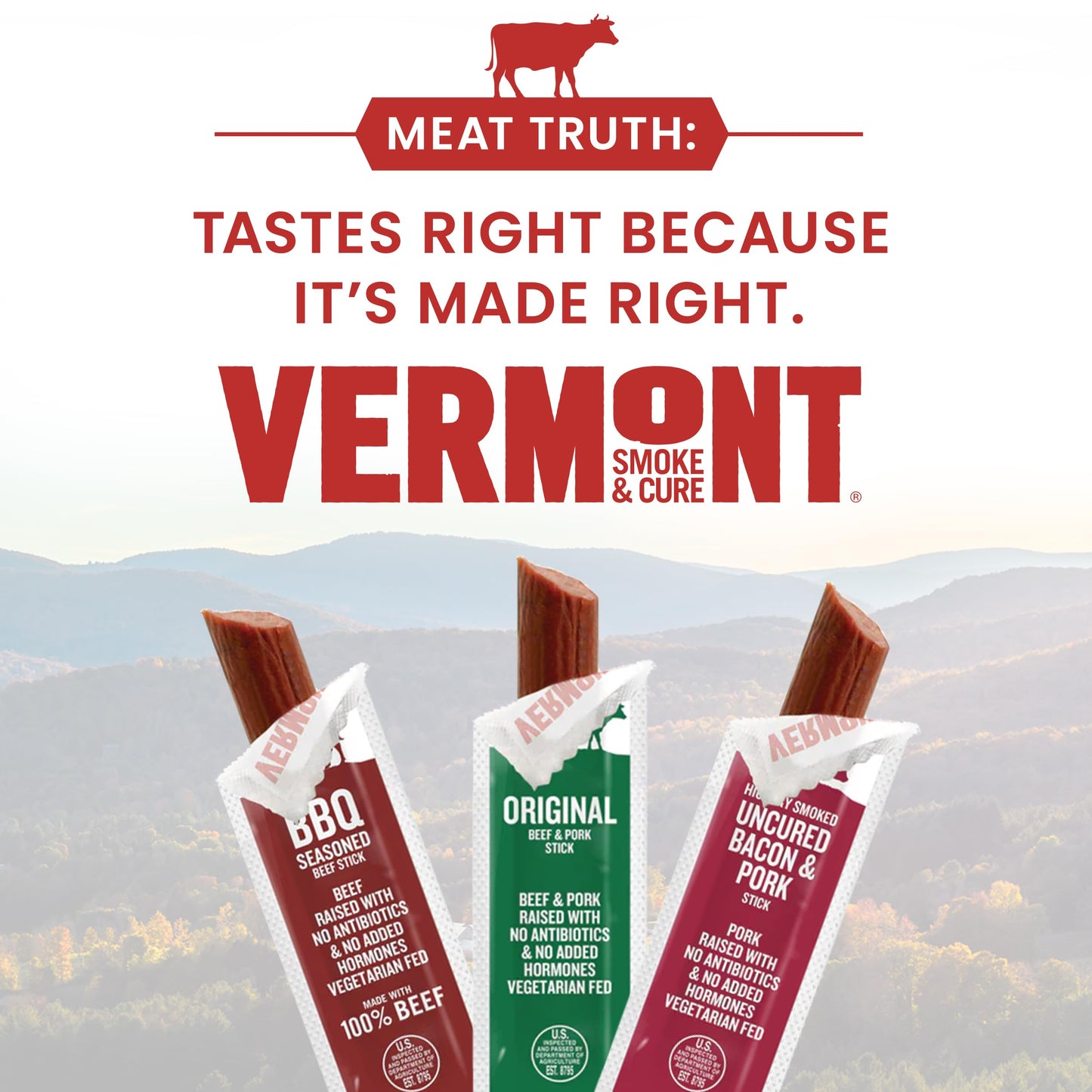 Vermont Smoke & Cure Mini - Meat Sticks Variety Pack - Protein Snacks, No Antibiotics Or Added Hormones, Hiking Snacks- .5 Oz, 1
