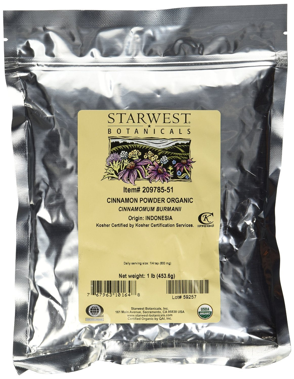 Starwest Botanicals Organic Cinnamon Powder - Freshly Ground Korintje - 16 Ounce
