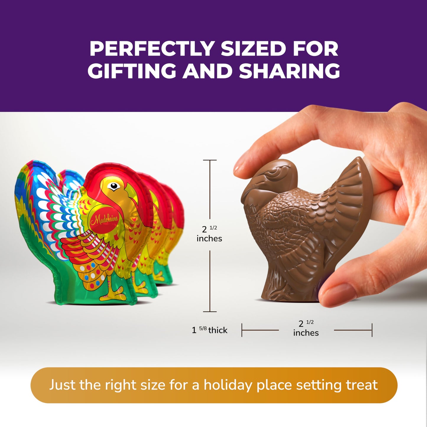 Madelaine Milk Chocolate Turkey Candy - 1 oz Foil-Wrapped Thanksgiving Chocolates - Fun Fall Holiday  & D?cor - 20 Pack Individually Wrapped Turkeys
