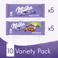 Milka Chocolate Bars Variety Pack, Alpine Milk & Wholenut Hazelnut, 10 Count