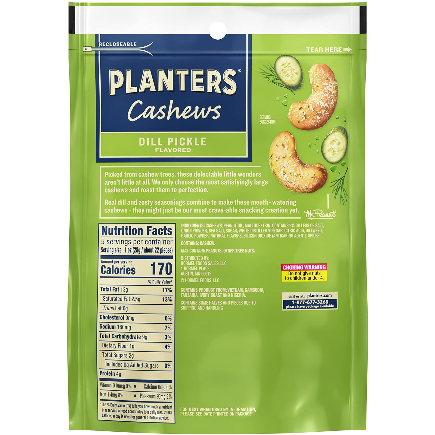 PLANTERS Cashews Dill Pickle Trail Mix Snack Packs, 5 Oz Bag, Pack of 1
