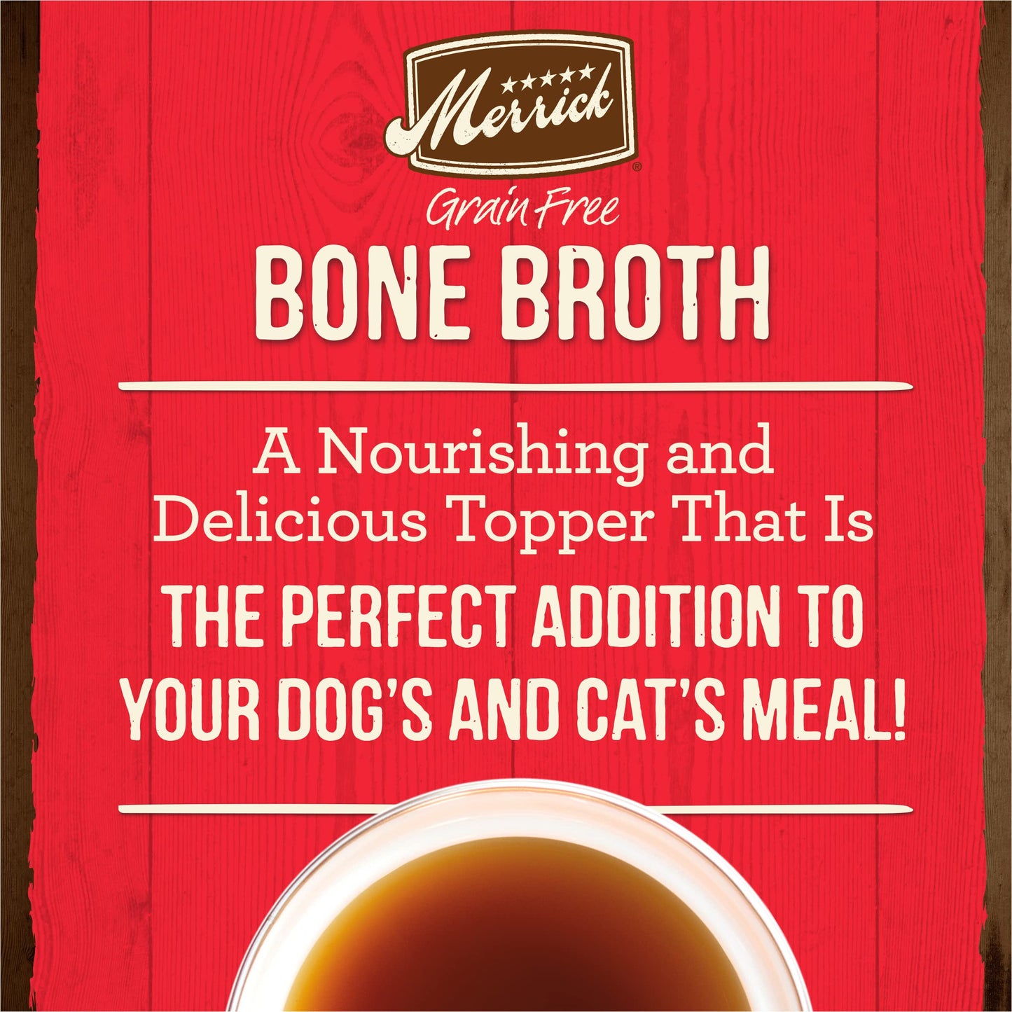 Merrick Grain Free Bone Broth, Enhanced Human Grade And Gluten Free Dog And Cat Food Topper Pouches, Beef - 16 Oz. Pouch