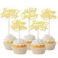 YCTHUNFISH 30 Pack Cupcake Toppers Gold Glitter Bamboo Birthday Party Decorations