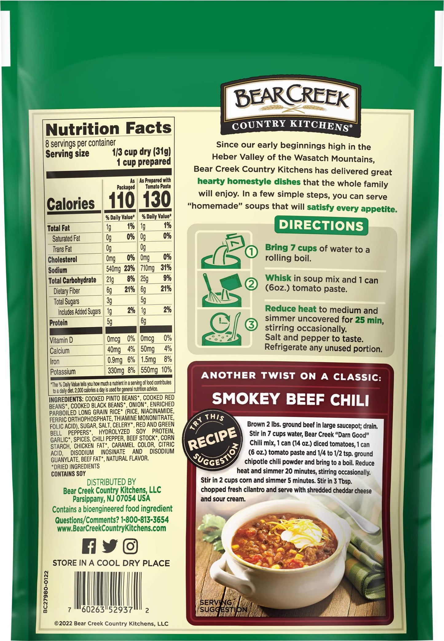 Bear Creek Soup Mix, Darn Good Chili, 8.8 Ounce