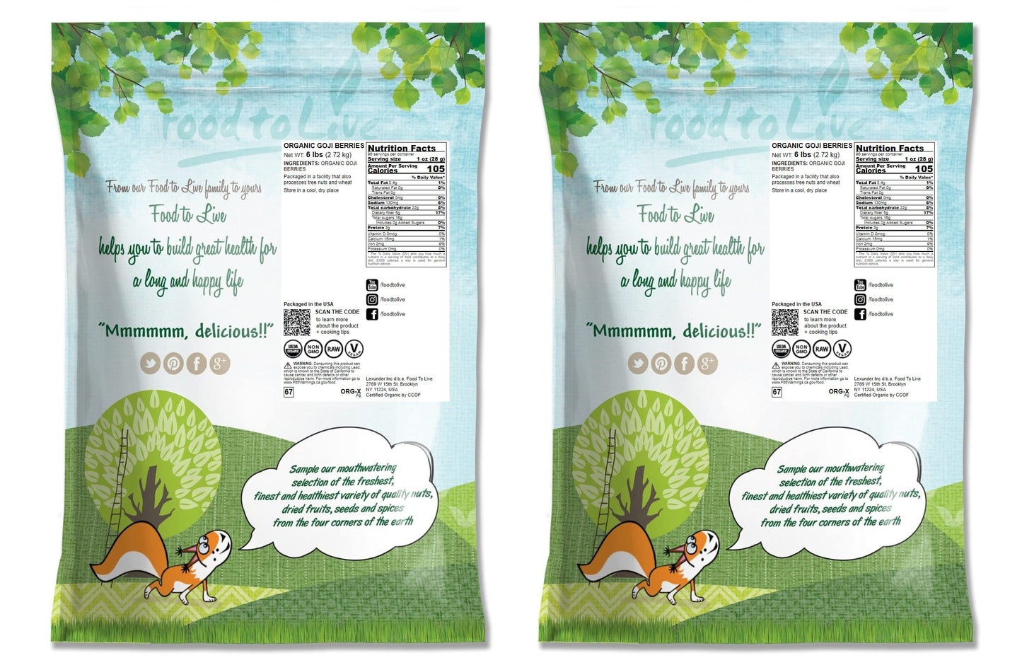 Food To Live Organic Goji Berries, 12 Pounds - Sun Dried, Large And Juicy, Non-Gmo, Raw, Vegan, Sirtfood, Bulk