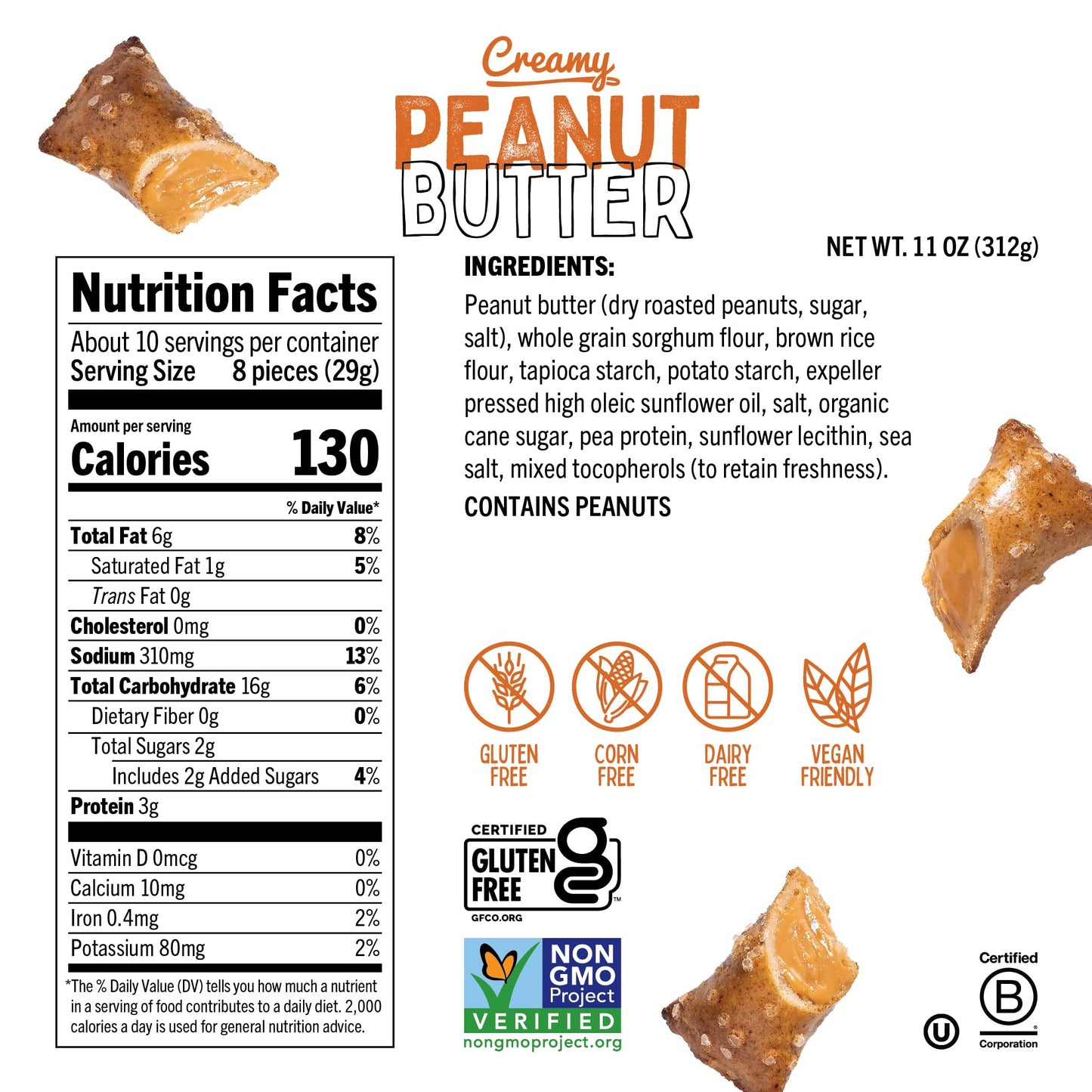 Quinn Peanut Butter Filled Pretzel Nuggets, Gluten Free, Corn, Soy, Dairy Free & Vegan Friendly, Non-Gmo, Family Size 11 Oz - 8