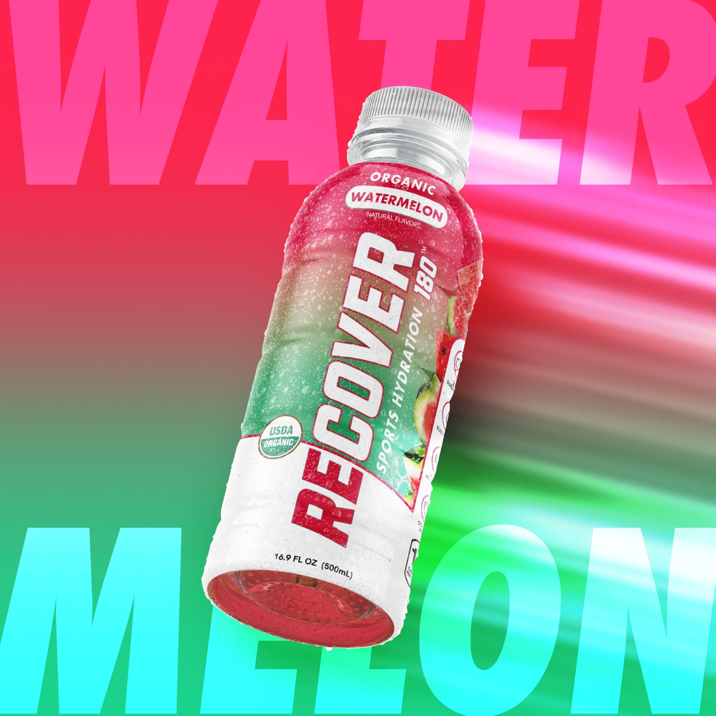RECOVER 180 Organic Sports Hydration Drink, No Sugar Added, 20 Calorie Sports Beverage, Organic Flavors With Vitamins, Potassium