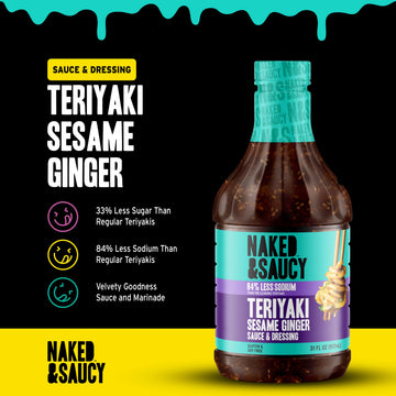 Naked & Saucy Low Sugar Teriyaki Sesame Ginger Sauce And Dressing, Gluten-Free, Soy-Free, Vegan, Paleo, 31 Fl Oz
