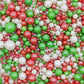 Edible Red & Green & White Sugar Pearls Sprinkles Candy Mix Size Pearls Cake Decorations Cupcake Toppers Decorating Perfect for