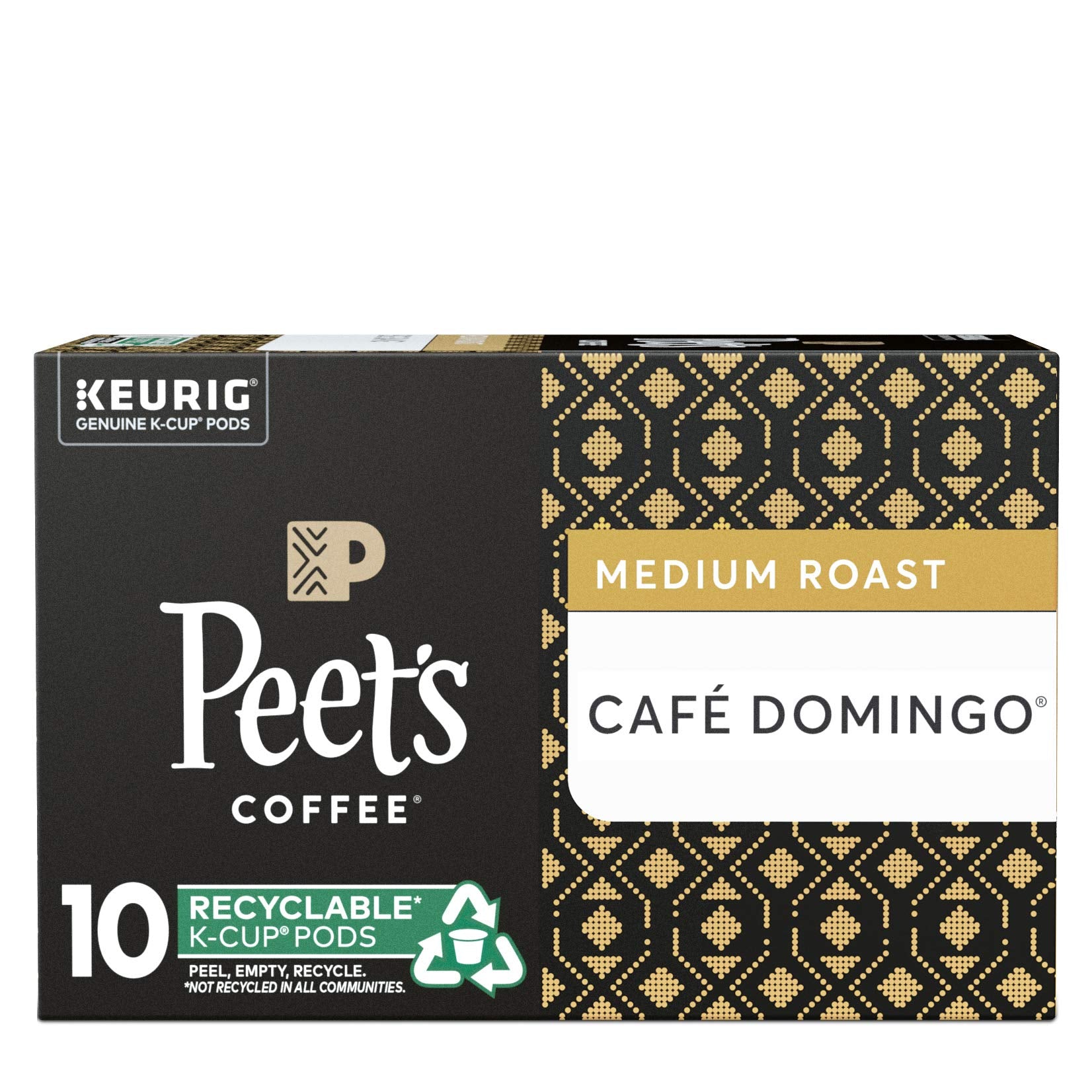 Peets Coffee Café Domingo K-Cup Pods, Medium Roast, 10 Count, Compatible with Keurig Brewers