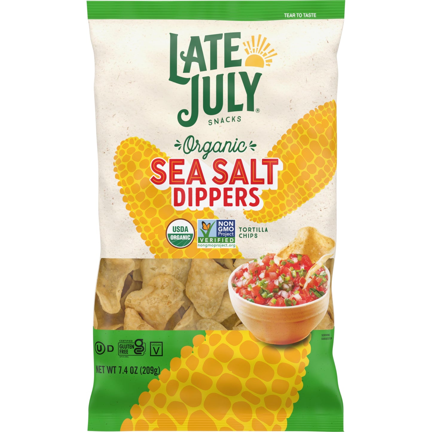 Late July Sea Salt Dippers Organic Tortilla Chips, 7.4 Oz Bag