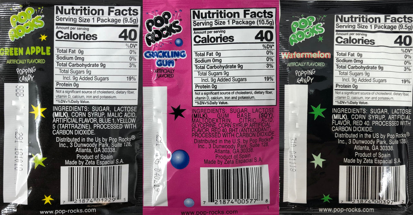 Pop Rocks Candy Variety Pack Popping Candy - Pop Rocks Bulk Candy, Nine Different Flavors Bulk Popping Candy (36 Count)