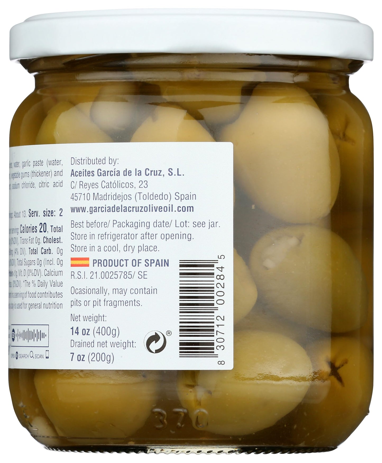 Garcia De La Cruz Garlic Stuffed Olives, 14 Oz