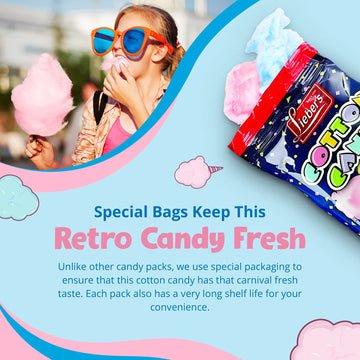Lieber'S Cotton Candy | 48 Pack Of Light & Fluffy Vintage Candy | Blue & Red Carnival Birthday Party Favors Treats Supplies For