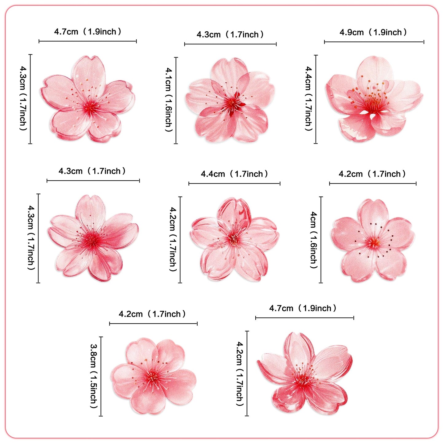 Ercadio 40 Pack Edible Cherry Blossom Cupcake Toppers Flower Cake Drink Topper Picks Spring Bridal Engagement Baby Shower Birthd