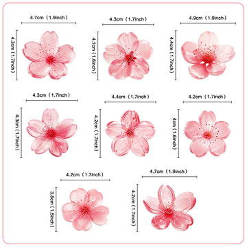 Ercadio 40 Pack Edible Cherry Blossom Cupcake Toppers Flower Cake Drink Topper Picks Spring Bridal Engagement Baby Shower Birthd