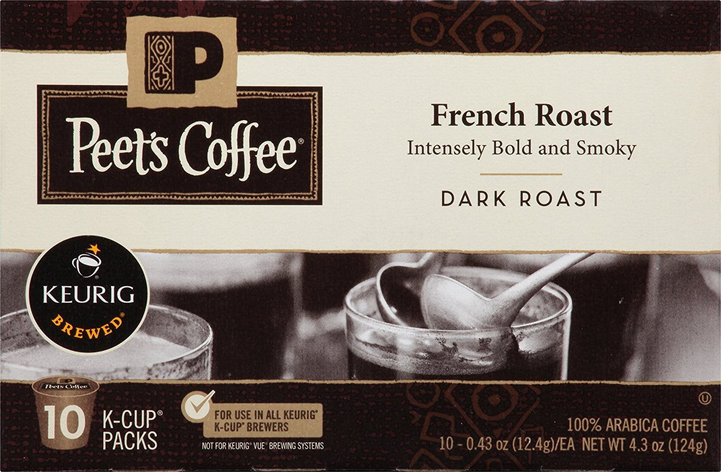Peets Coffee French Roast K-Cup Coffee Pods, Dark Roast, 10 Count (Pack of 6), Model 506951