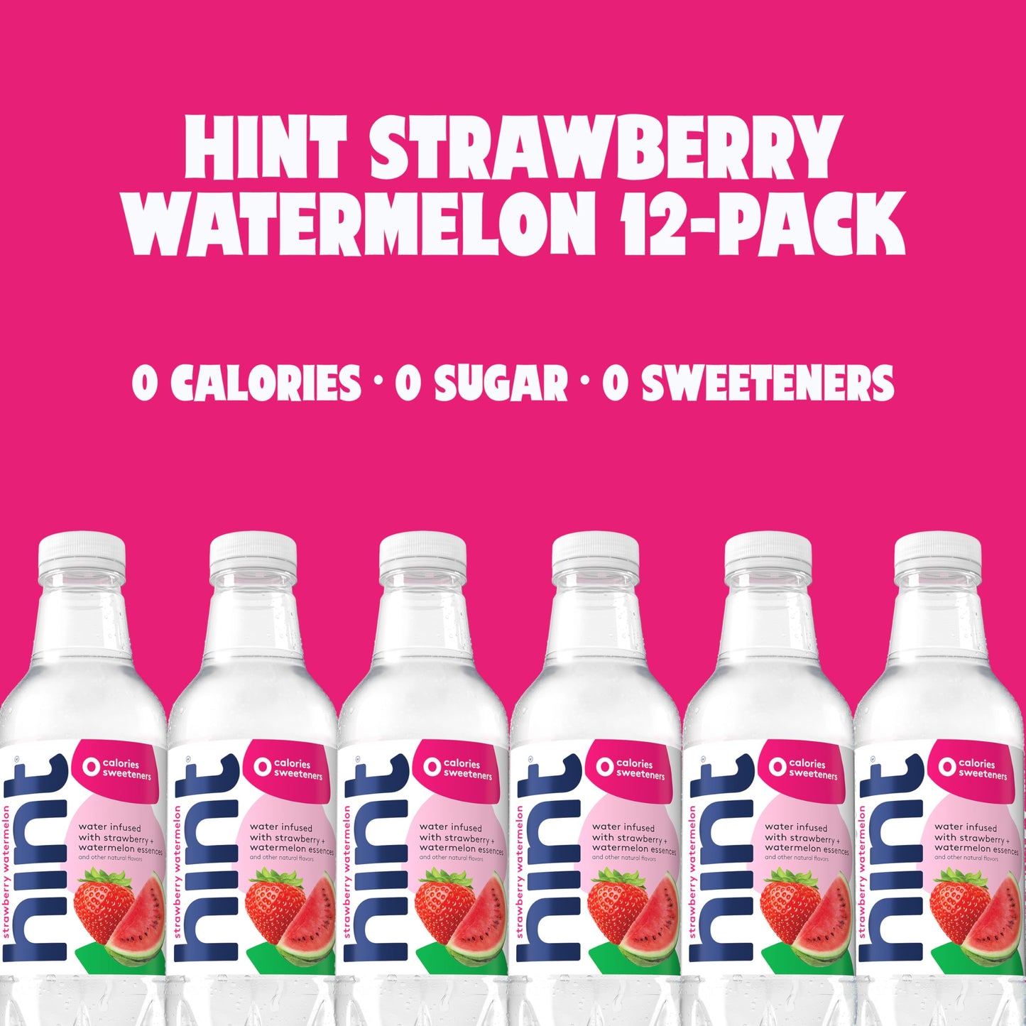 Hint Fruit-Infused Bottled Water, Strawberry Watermelon - Sugar Free Flavored Water With Zero Calories, Naturally Flavored, And