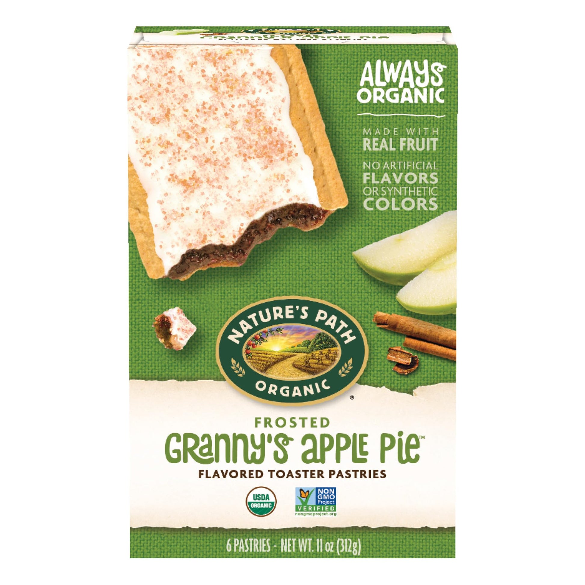 Nature s Path Organic Toaster Pastries, Frosted Granny s Apple Pie, 72 Count (Pack of 12, 11 Oz Boxes), Made From Real Apples