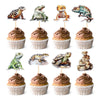 Ercadio 32 Pcs Reptiles Cupcake Toppers Chameleon Lizard Snake Alligator Turtle Cupcake Pick Decorations for Reptiles Theme Baby
