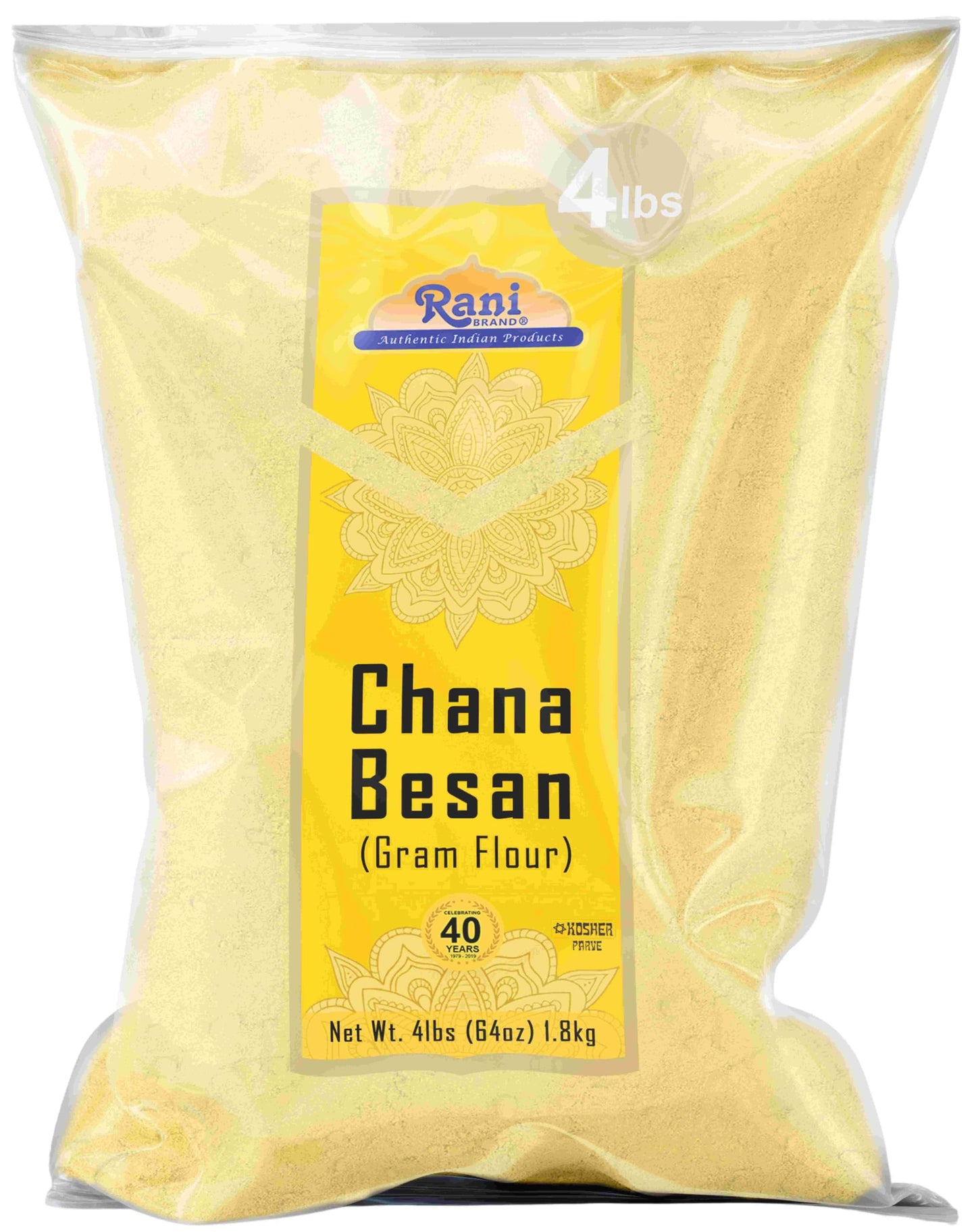 Rani Chana Besan (Chickpeas Flour, Gram) 64Oz (4Lbs) 1.81Kg Bulk ~ All Natural | Vegan | Gluten Friendly | Non-Gmo | Indian Origin