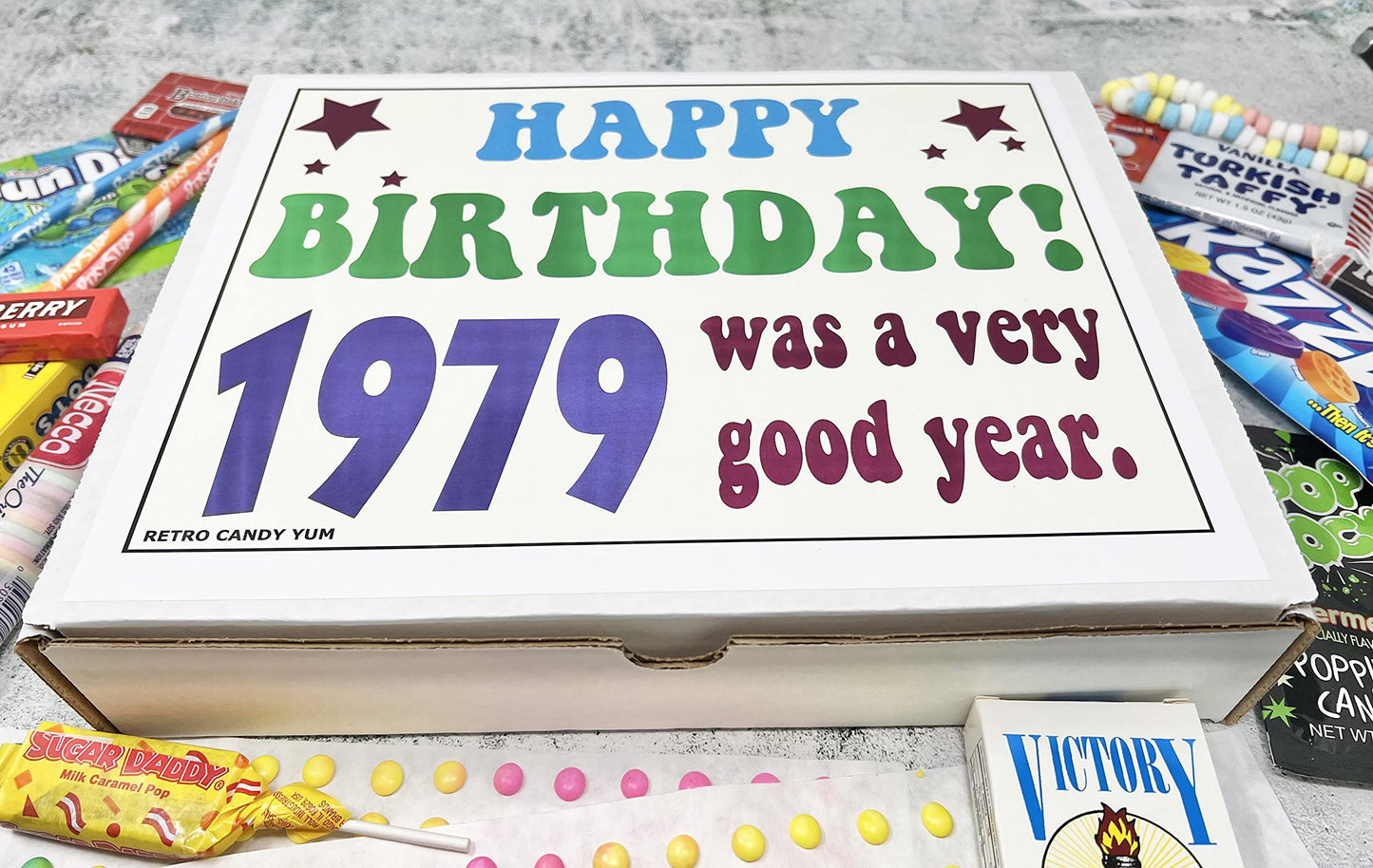 Retro Candy Yum ~ 1979 46Th Birthday Gift Assortment From Childhood For 46 Year Old Man Or Woman Born 1979