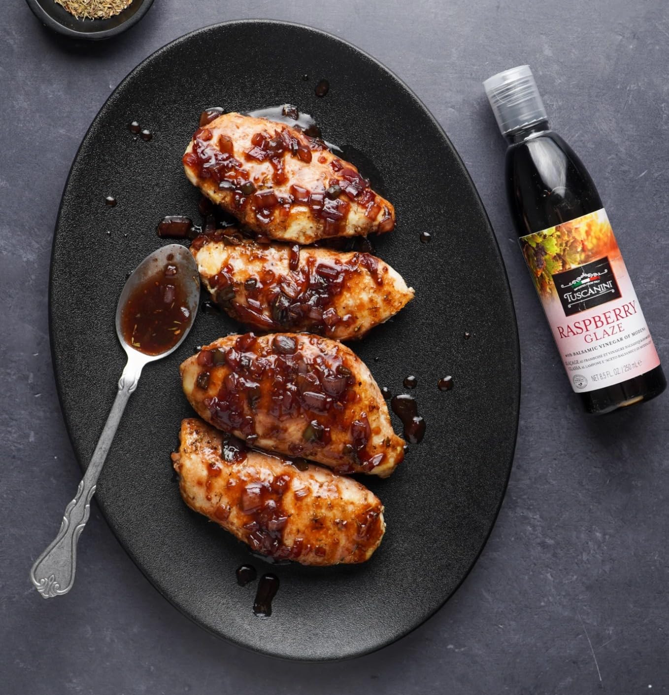 Tuscanini Raspberry Balsamic Glaze Made With Kosher Balsamic Vinegar Of Modena Italy, 8.5 Oz | Balsamic Reduction | Great For Sa