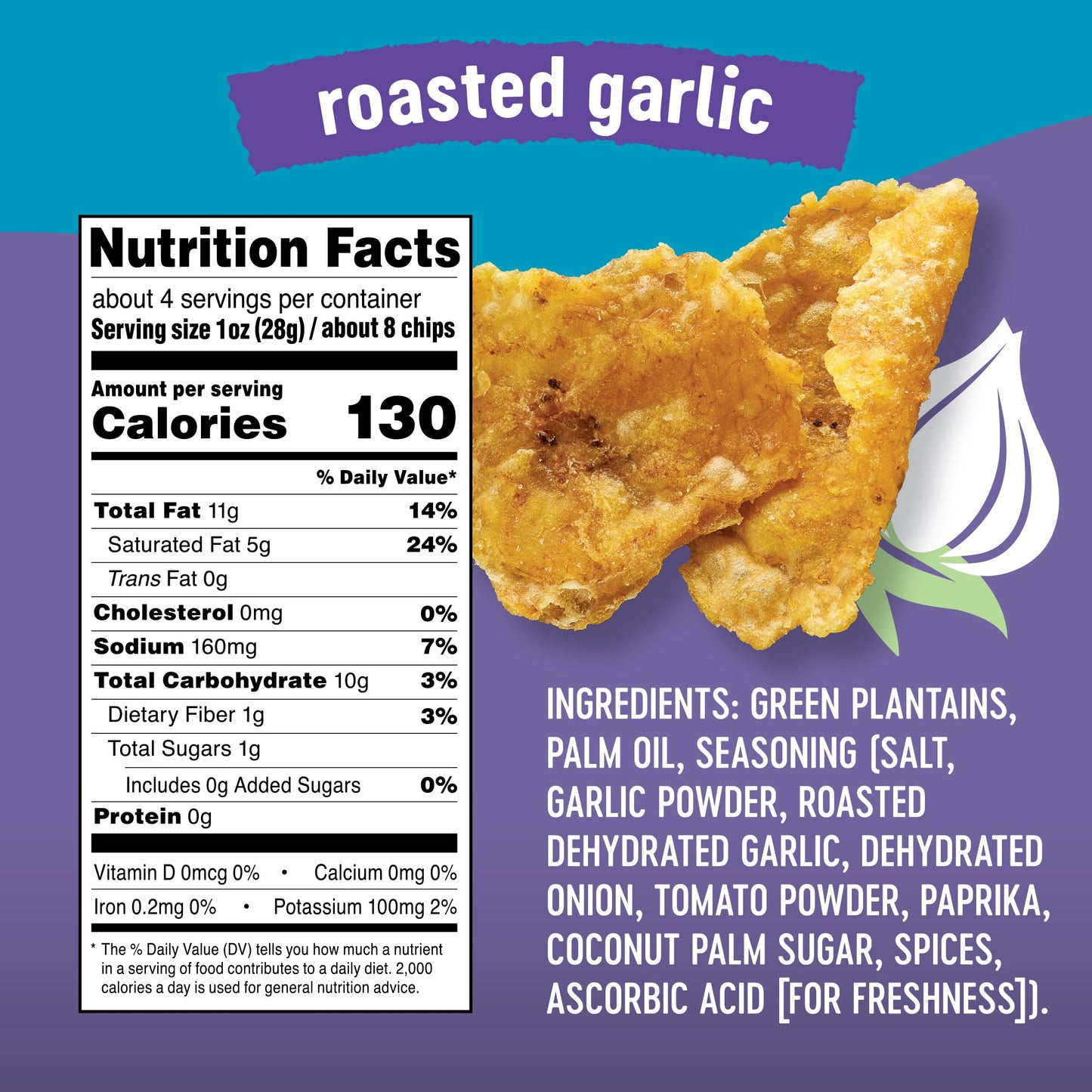 Solula Plantain Crisps Authentic Tostones, Roasted Garlic, 4 Ounce (Pack Of 6), Kettle Cooked Chips, Gluten Free, Paleo Friendly