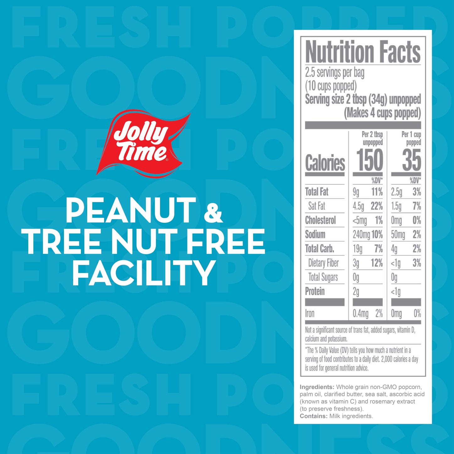 Jolly Time Simply Popped Microwave Popcorn, Lightly Salted, 3oz Sharing Bag, Pack of 12