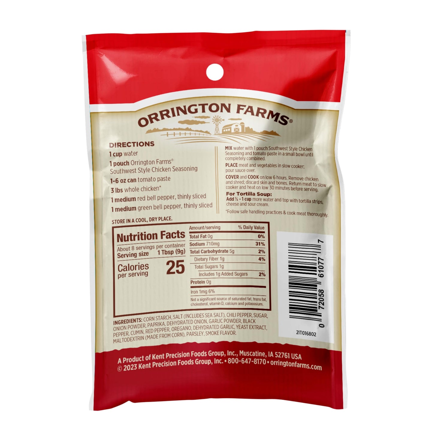 Orrington Farms Slow Cookers Southwest Style Chicken Seasoning, 2.5 Ounce (Pack Of 12)