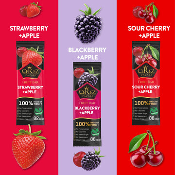 Cerez Pazari Fruit Leather Snacks Variety Pack for Adults and Kids, Healthy Fruit Snacks Bulk, Vegan Real Fruit Bars, No Added S