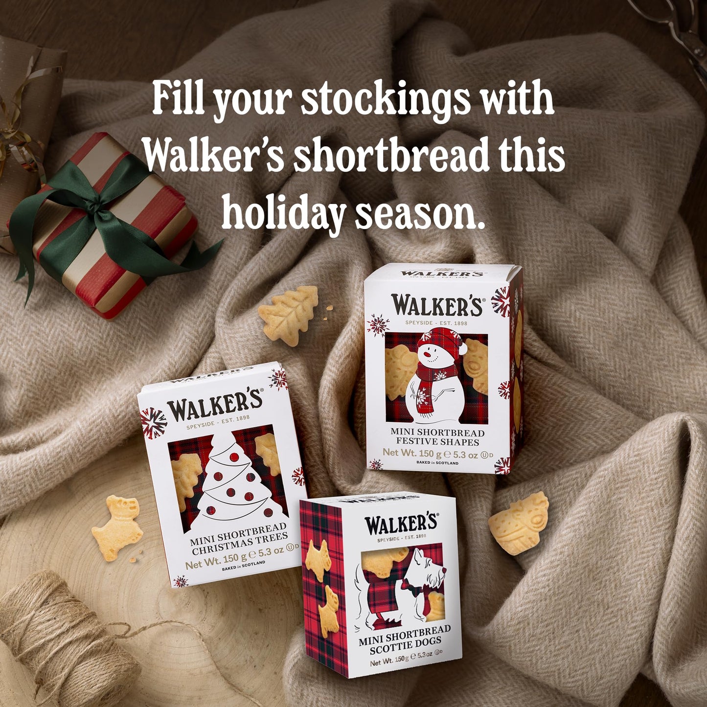 Walkers Shortbread Variety Pack, 15.9 oz, 3 Boxes, Includes Scottie Dog, Snowman & Tree Shaped Mini Christmas Cookies