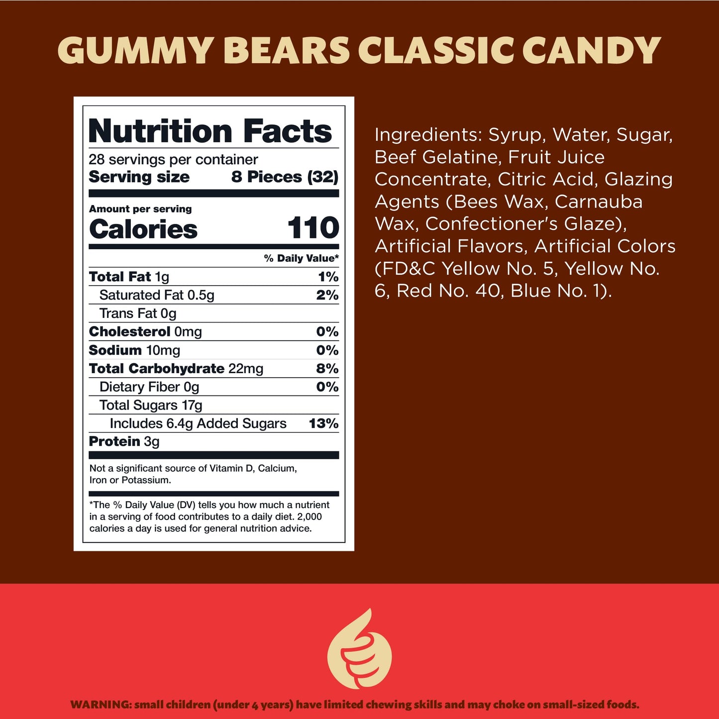 Classic Gummy Bears Candy, Assorted Fruit Flavors, 2-Pound bag
