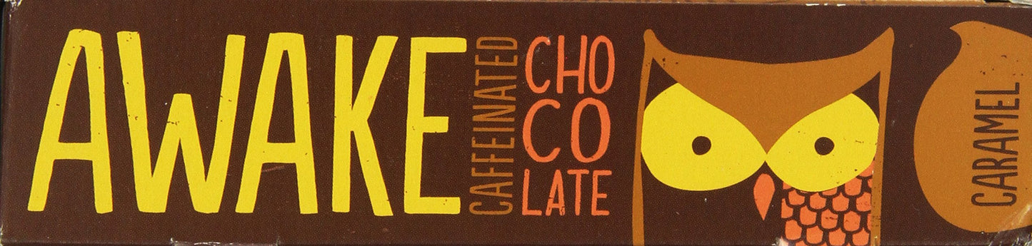 AWAKE Caffeinated Chocolate Bars - Caramel Milk Chocolate, 12 Count, Gold, 100mg Caffeine, Fairtrade, Gluten Free, Non-GMO