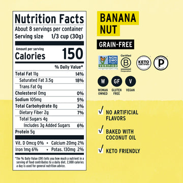 Purely Elizabeth Banana Nut Butter Keto Granola, Grain Free, Non Gmo, 8 Ounces (Pack Of 1)