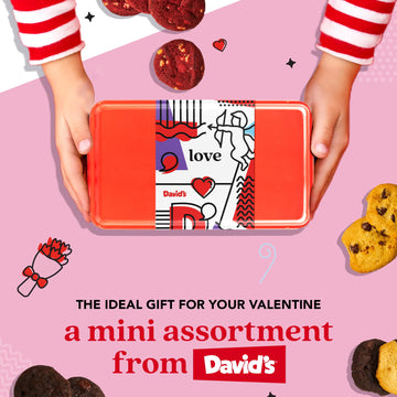 David'S Cookies Fresh-Baked Sweet Sampler Mini Bites In Love Tin - 1.7 Lbs Assorted Mini Cookies With Chocolate Chip, Chocolate