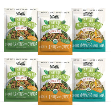 BeanVIVO - Variety 6 Pack Salad Protein Boosters - Seasoned, Garlic & Herbs, Edamame - Delivering a burst of taste and 10g of pr