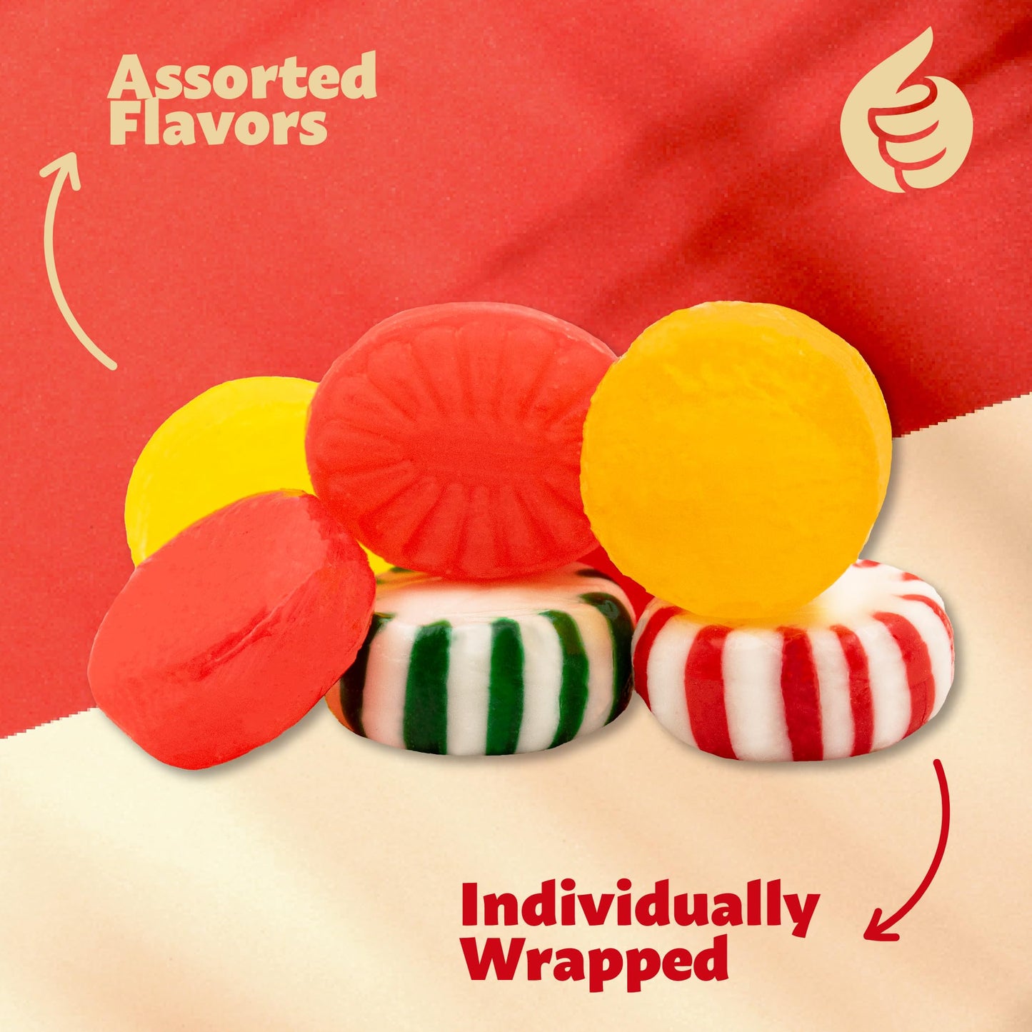 Christmas Hard Candy Assortment, 1.5-Pound Pack - Strawberry, Cinnamon, Butterscotch, Peppermint - Hostess Mix