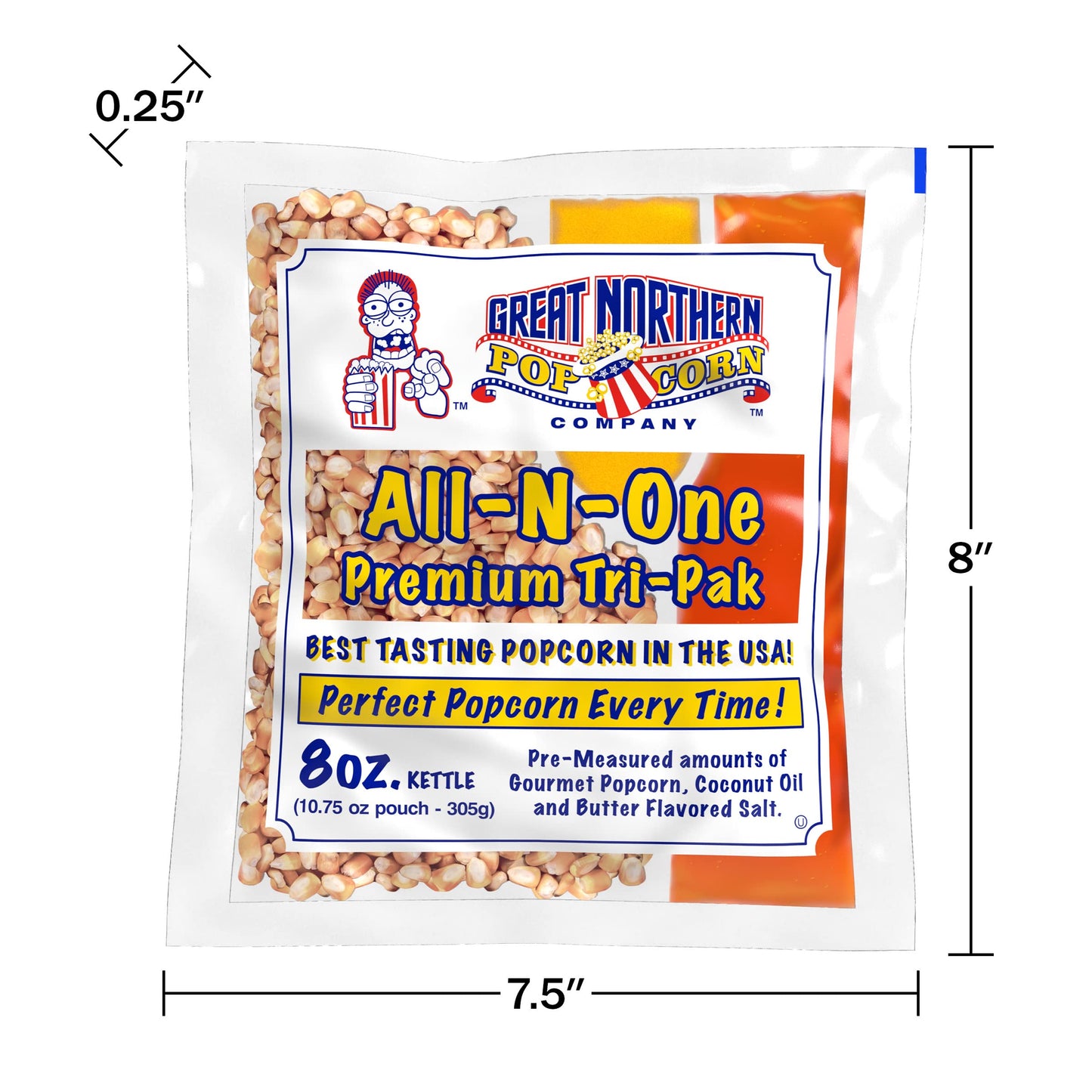 All-In-One Premium Tri-Pack Popcorn - 10.75-Ounce Movie Theater Popcorn For Commercial 8-Ounce Kettle Poppers - 12/Case By Great