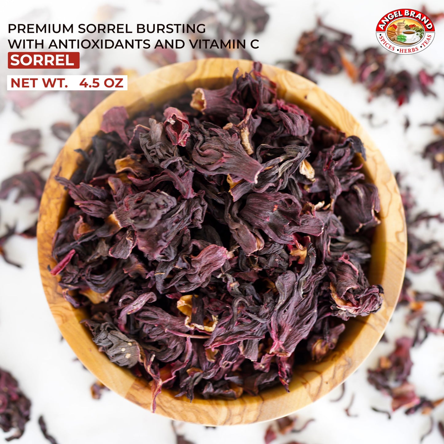 Angel Brand Dried Sorrel Hibiscus Flowers 4.5 Oz Pouch Pack Of 2 - Discover Rich Flavor & Aroma Of Healthful Delights With Hibiscus Tea Loose Leaf - Enjoy Nutritious Beverages To Elevate Health